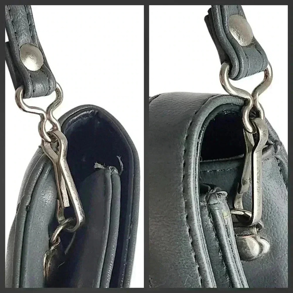 Vintage Gray Faux Leather Clutch Shoulder Bag Convertible 1980s - Picture 10 of 13